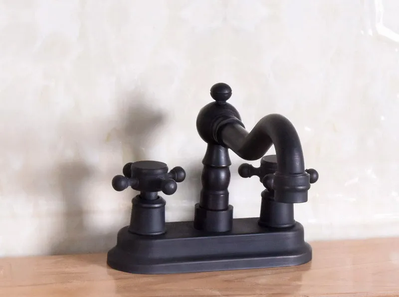 Black Color Oil Rubbed Bronze 2 Handles Swivel Spout Kitchen Bar Sink Bathroom Two Holes Basin Faucet Mixer Tap anf149