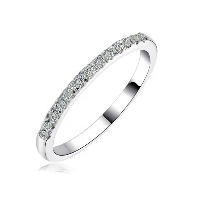 

Simple & Fashion Single Row Female 925 Silver Filled Wedding Jewelry Round White Zircon Birthstone Rings for Women