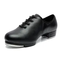 Базовая обувь из искусственной кожи со шнуровкой; обувь для танцев на мягкой черной подошве; обувь для сцены для мужчин и женщин