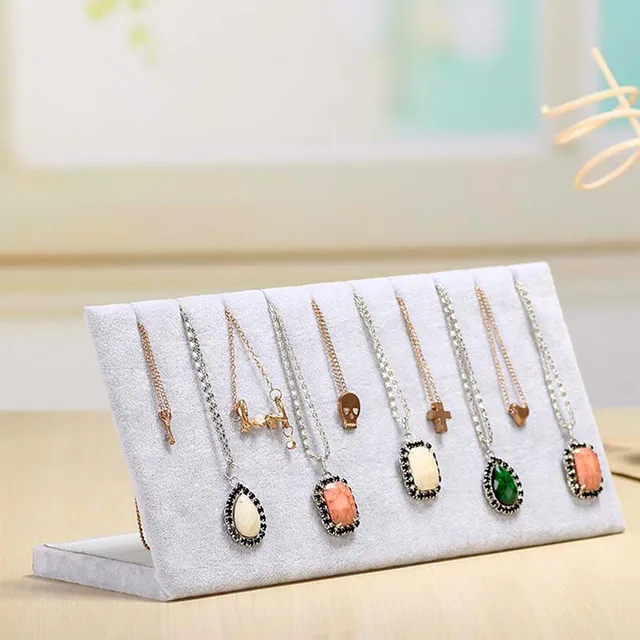 High Quality Classical Gray Velvet Necklace Display Rack Cardbord