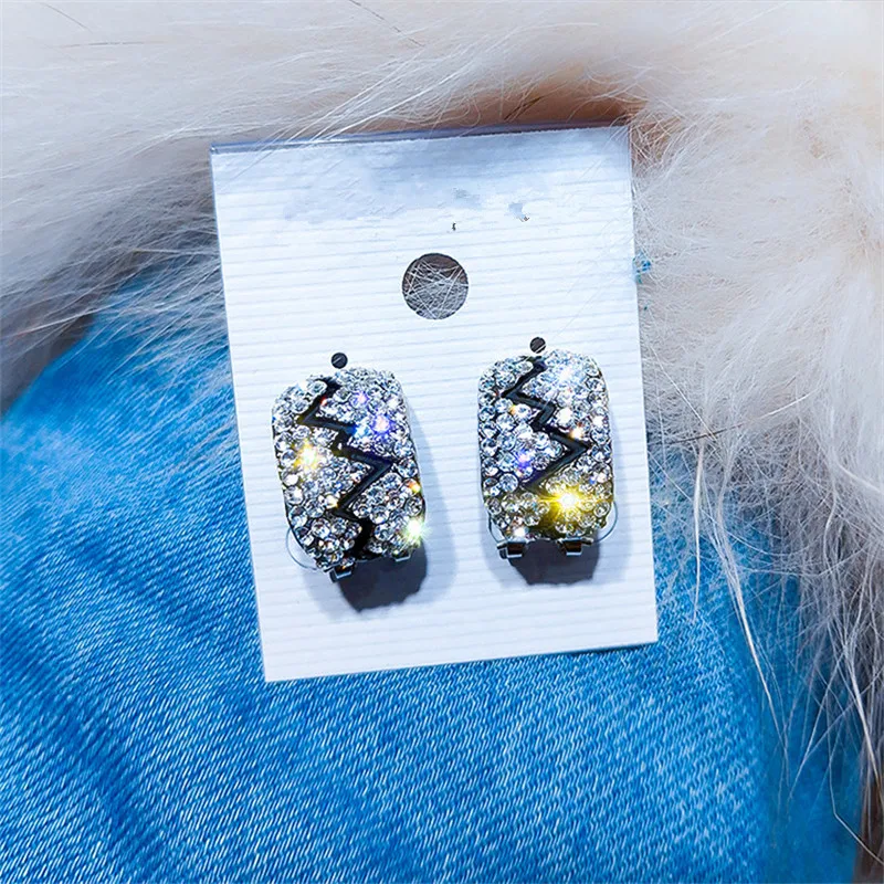 FYUAN, блестящие стразы, геометрические серьги-гвоздики для женщин, Bijoux, круглые серьги в форме цветка с кристаллами, массивные серьги, подарки