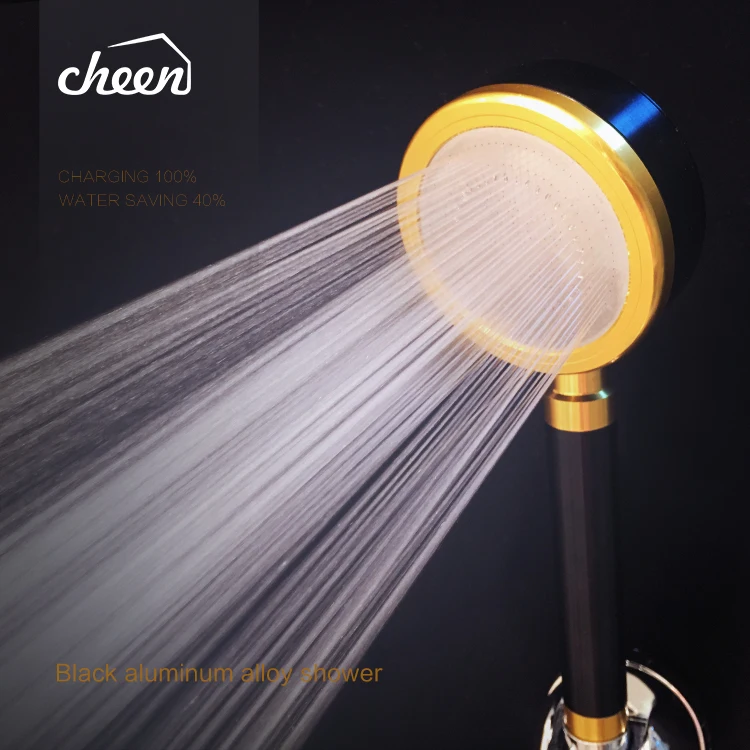 

Handheld Aluminum Shower Head for Bathroom Durable Round High Pressure Shower Nozzle Black Color Water Saving Showerheads