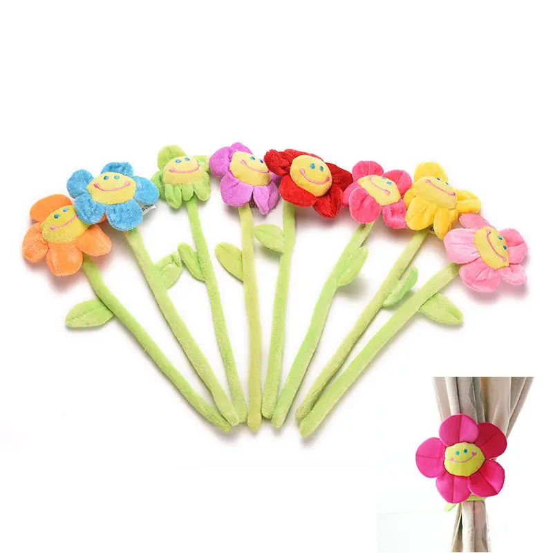 

1Pcs Long Cartoon Flower Sunflower Curtain Buckle Hook Clips Children Plush Toys for Wedding Gifts Family Home Decor