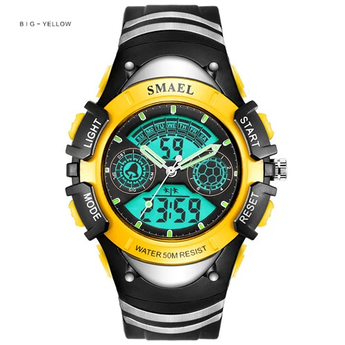 SMAEL детский светодиодный дисплей цифровые часы 30 м водонепроницаемые детские спортивные часы многофункциональные электронные студенческие наручные часы для мальчиков и девочек - Цвет: L Yellow