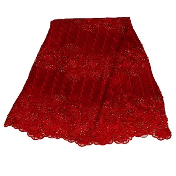 

Red african lace fabrics 5yard red guipure lace fabric 2018 high quality african cord lace fabric for wedding dressesS2