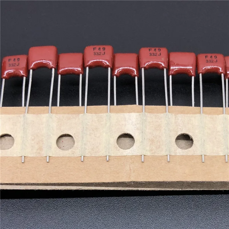 

50pcs CBB capacitor 332 50V 332J 50V 3300pF 3.9nF P5 Panas CBB Metallized Polypropylene Film Capacitor ECQB1H332JF4