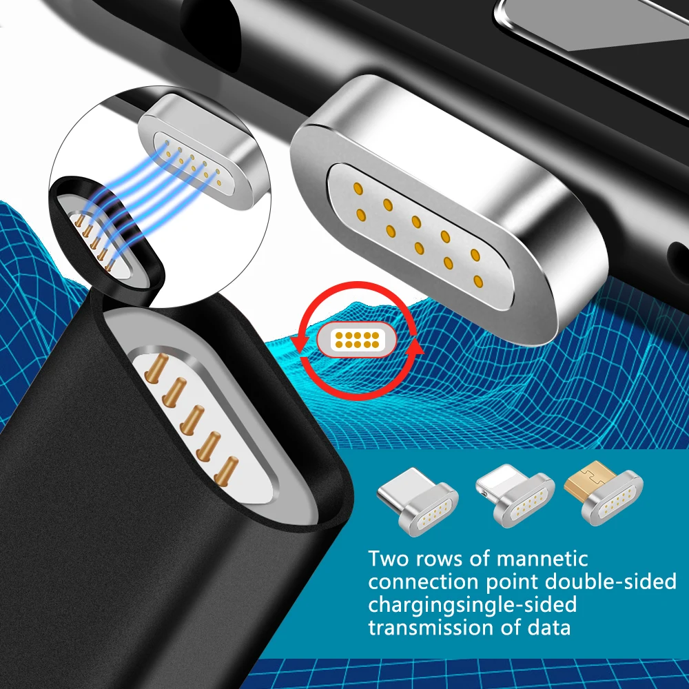 كابل USB مغناطيسي ل فون سامسونج غالاكسي S10 نوع C المغناطيسي شحن سلك شاحن بيانات المصغّر usb كابل الهاتف المحمول الكابلات