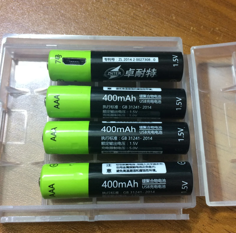 

4pcs ZNTER 1.5V AAA usb battery 600mAh 900mwh li-polymer li-po rechargeable lithium li-ion battery not include usb cable