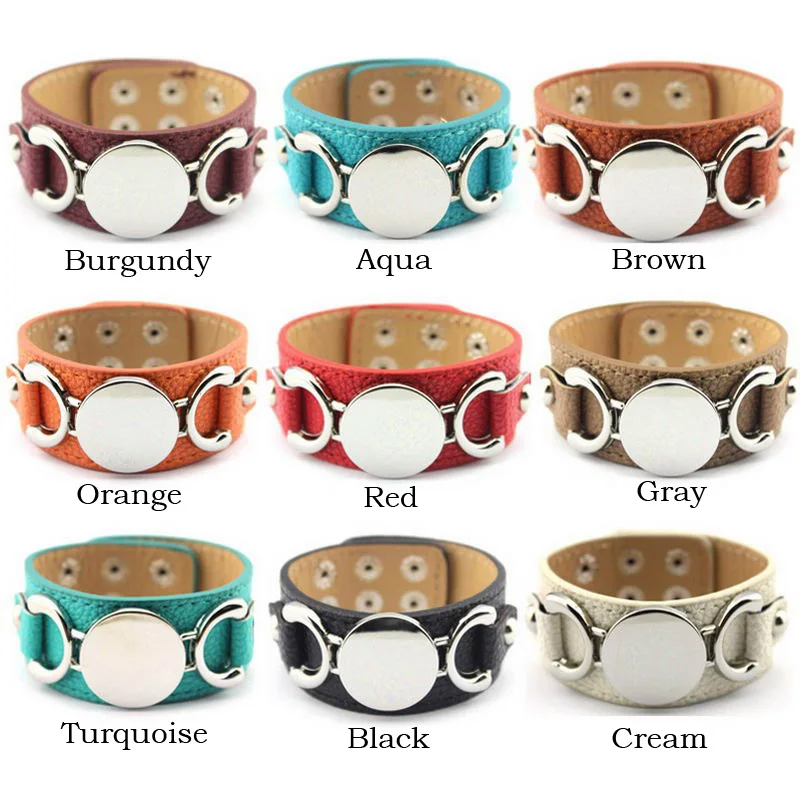 Silver Tone Blank Monogram Leather Cuff Bracelet For Women Men Silver Tone Blank Monogram Leather Cuff Bracelet For Women Men Personalized Customized In Bangles From Jewelry Accessories