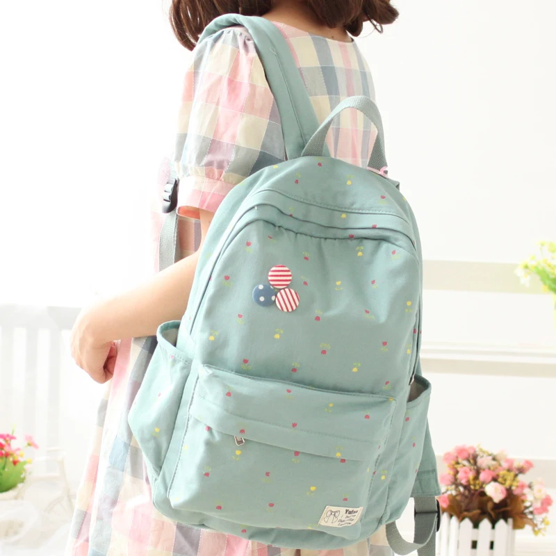 Korea cute Women Canvas Backpack School bag For Girls Ladies Teenagers Casual Travel bags ...