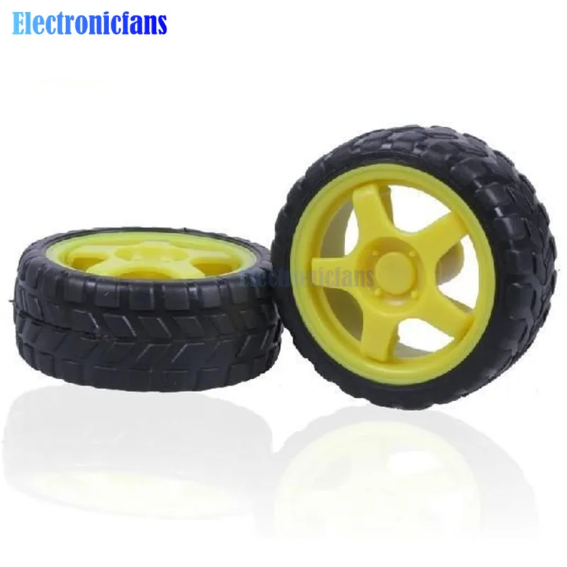2PCS For arduino Small Smart Car Model Robot Plastic Tire Wheel 65x26mm
