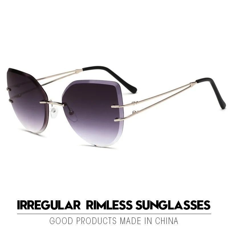 

Vintage Rimless Sunglasses Women Retro Irregular Butterfly Lady Sun Glasses New 2019 Metal Frame Dames Lentes De Sol Mujer UV400