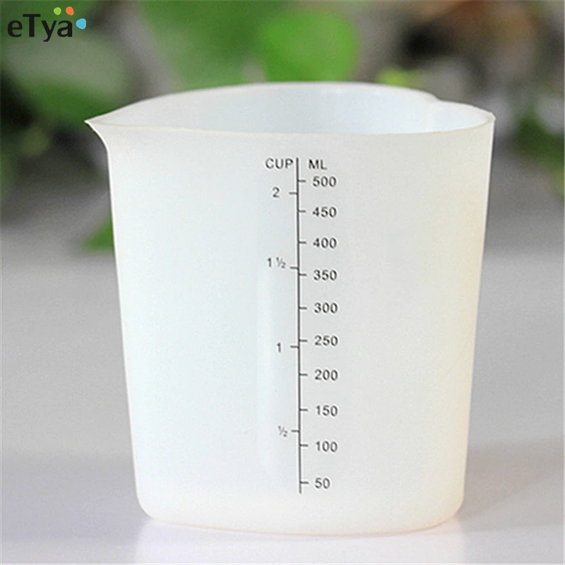

Heart Shape 500ml Scales High Temperature Resistance Translucent Silicone Soft Measuring Cups Jugs Cake Bakeware Container Tools