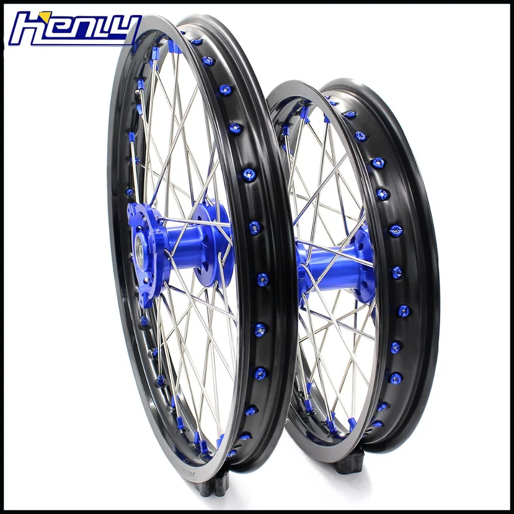 1" /16" Детский спиральный обод колеса питбайка Набор для YAMAHA YZ80 1990-2001 YZ85 2002- диски синий ниппель