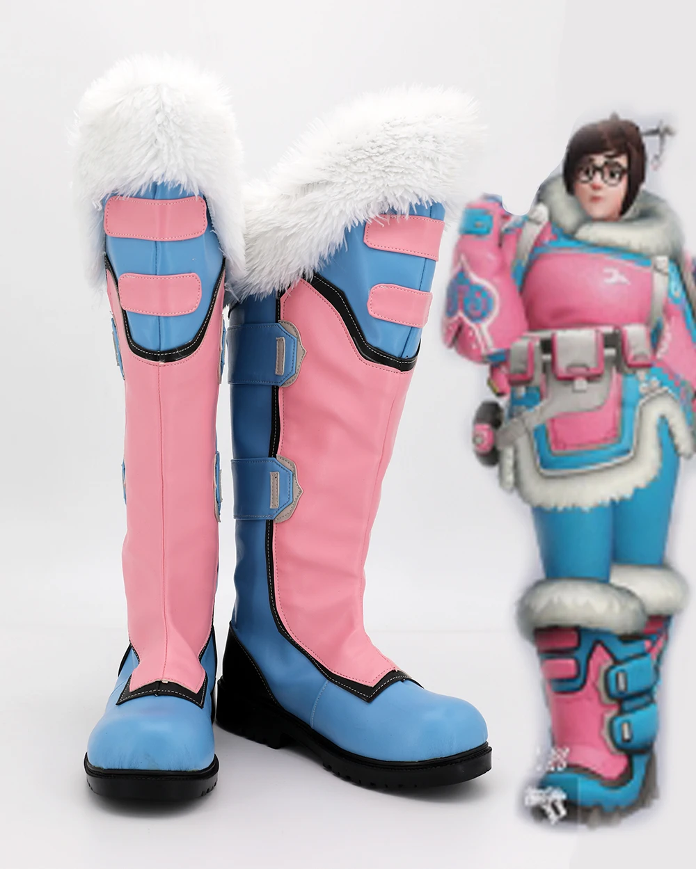 pink and blue boots