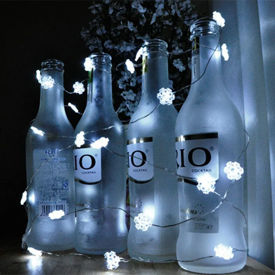 1M 2M 3M Copper Wire LED String light Snow Flakes Waterproof Holiday lights For Christmas Tree Wedding Party New Year Decoration