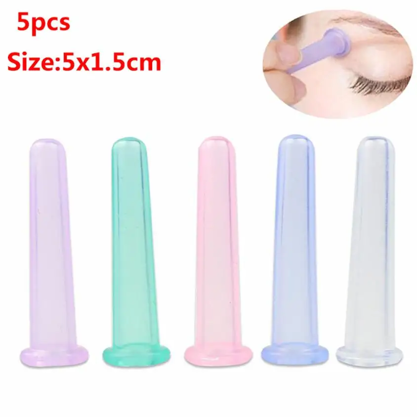

5PCS Mini Facial Face Eyes Silicone Massage cups Cupping set Suction Lifting vacuum Massage Cup Ageing 2U1127