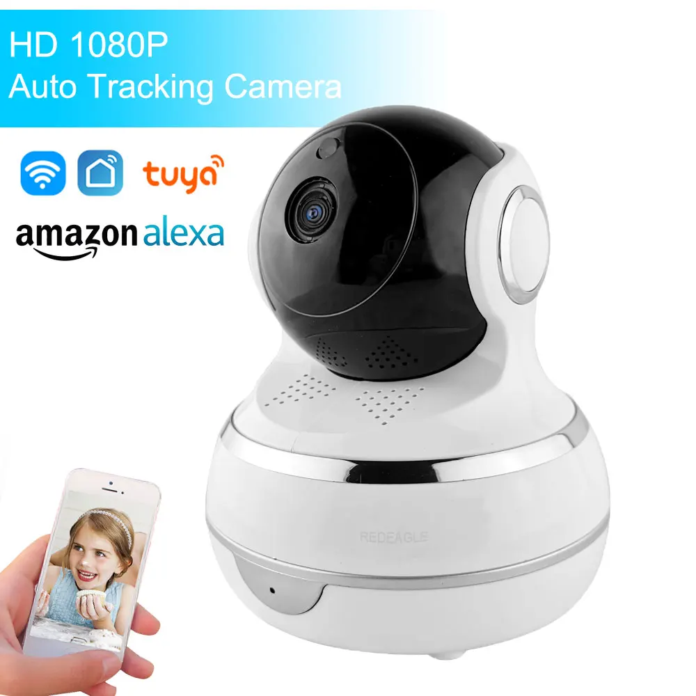 Беспроводная IP камера 1080P HD Tuya Smart Life двухстороннее аудио автослежение панорама