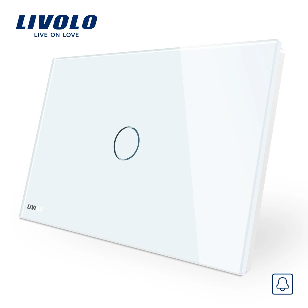 

Livolo White Crystal Glass Panel, AC110~250V, LED indicator, AU/US Standard Doorbell Switch VL-C901B-11