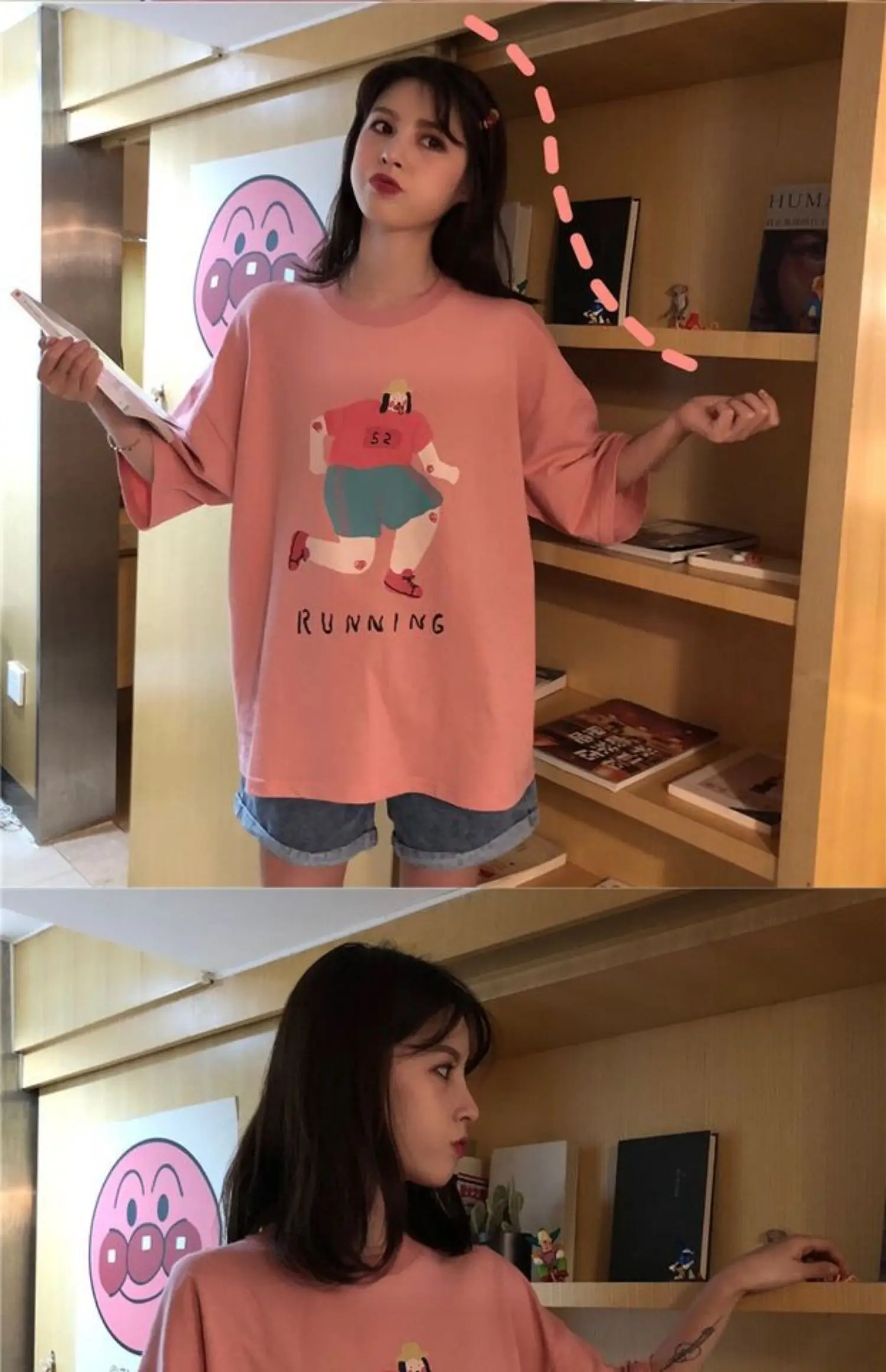 YouGeMan Футболка женская короткий рукав футболки летняя одежда Корейский Ulzzang Harajuku Kawaii печатная розовая футболка женский топ