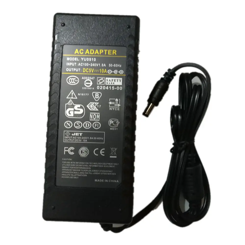 5V 10A AC DC адаптер с IC чипом питания 5V10A Adpater зарядное устройство кабелем переменного