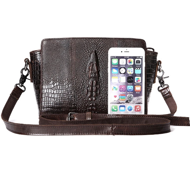 Сумка мессенджер из воловьей кожи с текстурой под крокодила|messenger shoulder bag|shoulder