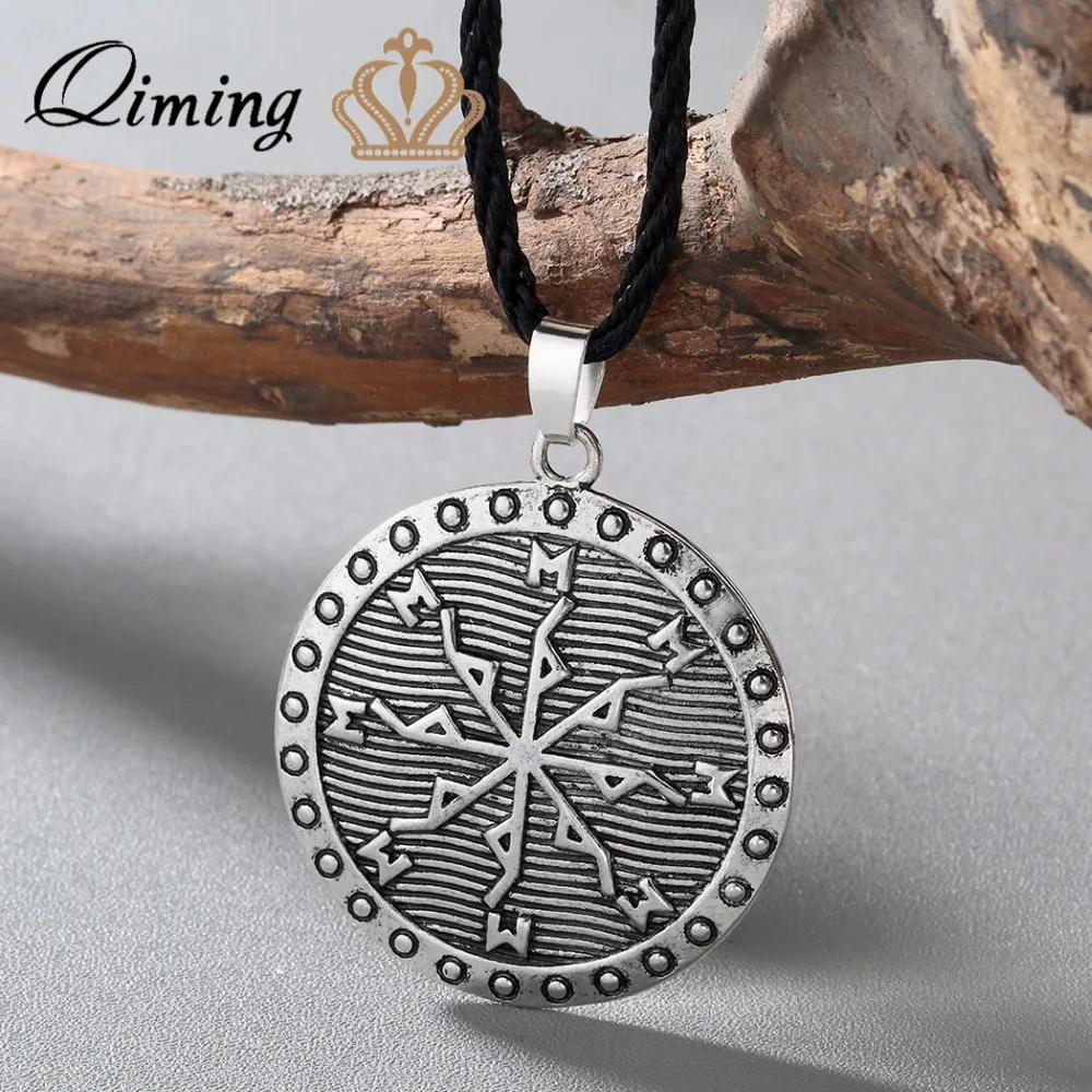 QIMING Vegvisir Norse Runas Vikings Amuleto Pingente de Colar As Mulheres Nordic Escandinavo Talismã Do Vintage Jóias Acessórios