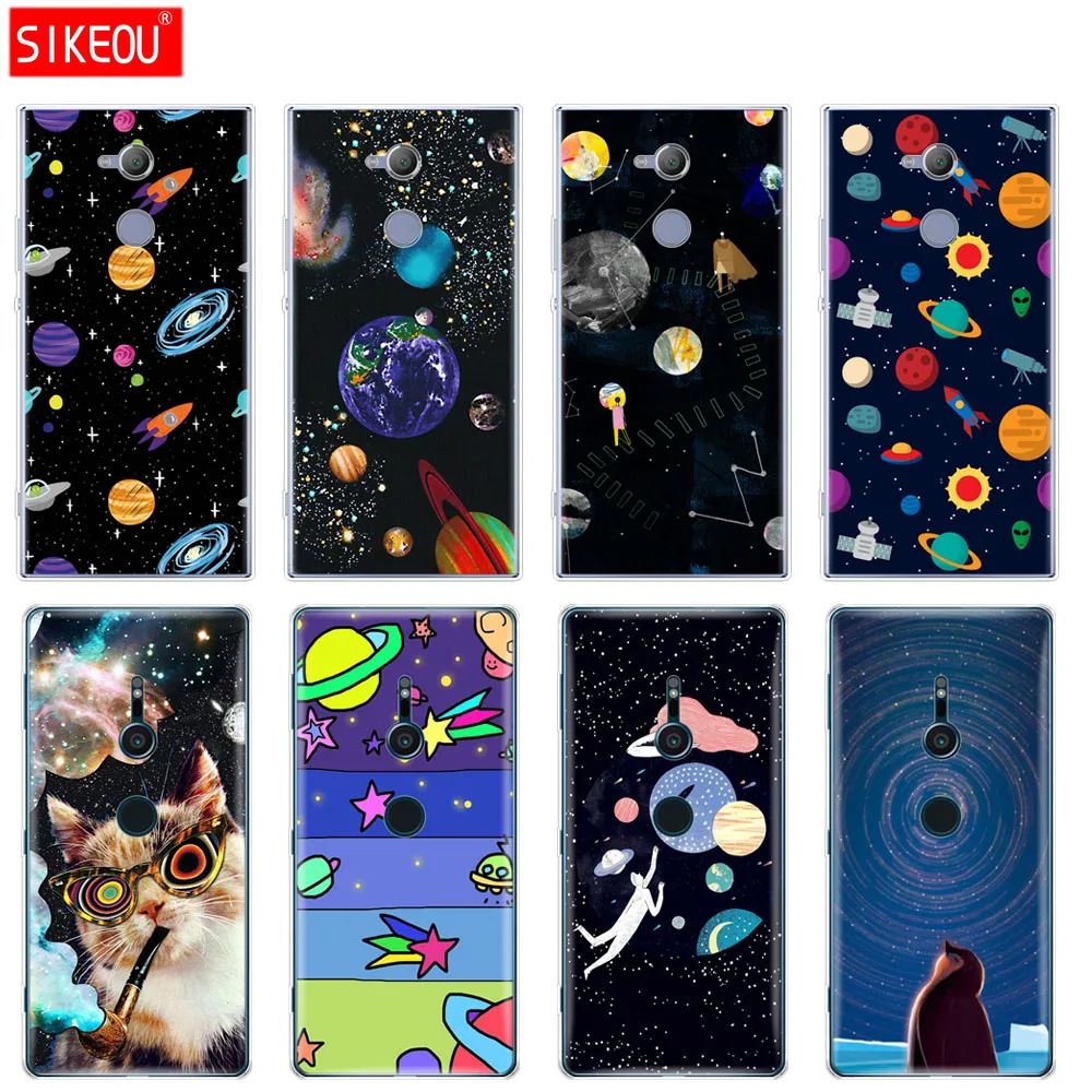 

silicone Cover phone Case for sony xperia XA1 XA2 ULTRA PLUS L1 L2 XZ1 XZ2 compact XZ PREMIUM black background space design