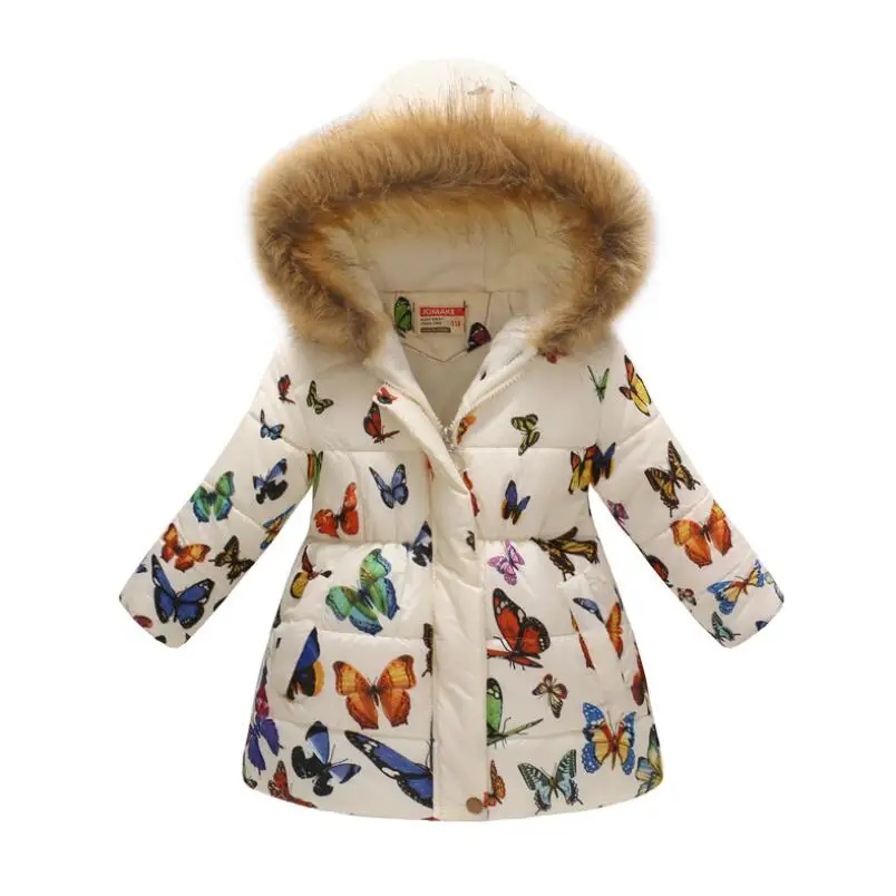Новинка года; зимнее пальто с хлопковой подкладкой Длинная утепленная куртка-пуховик для девочек детская теплая верхняя одежда с цветочным узором - Цвет: picture