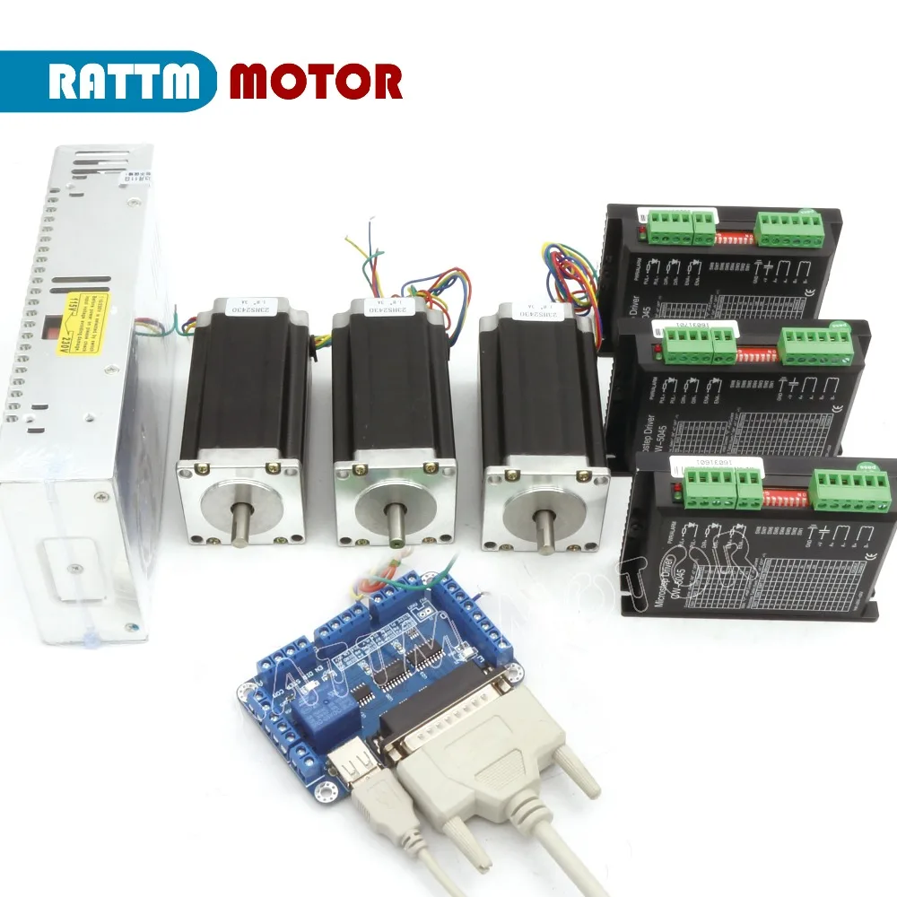 

USA free ship 3 Axis CNC Controller Kit Nema23 425Oz-in Stepper Motor + 256 Microstep motro Driver for engraving machine