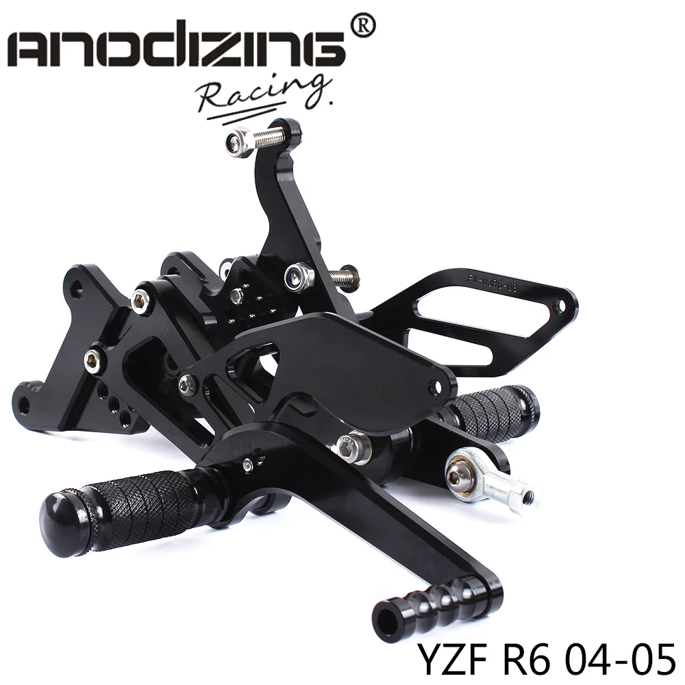 Full CNC Aluminum Motorcycle Adjustable Rearsets Rear Sets Foot Pegs For YAMAHA YZF R6 2004 2005