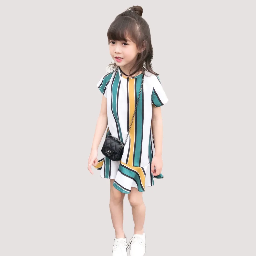 2018 New Summer Vertical Stripe Kids Baby Dress Shirt For Girls 3 7