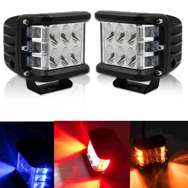 

2 x Flashing Amber Blue Red 45W Side Shot Pod Cubes Led Work Light Off Road LED light Driving UTV RZR Truck For Jeep Hummer Car
