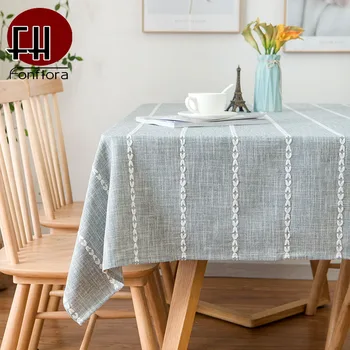 

American Country Style Waterproof Table Cloth Square Type Kitchen Table Dining Table Cover Strip Embroidery Home Decoration