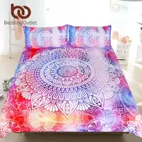 BeddingOutlet Mandala ดอกไม้ชุดเครื่องนอน Bohemian Girly ผ้านวมคลุมชุด Home สิ่งทอ 3 ชิ้นดอกไม้สีฟ้าผ้าปู