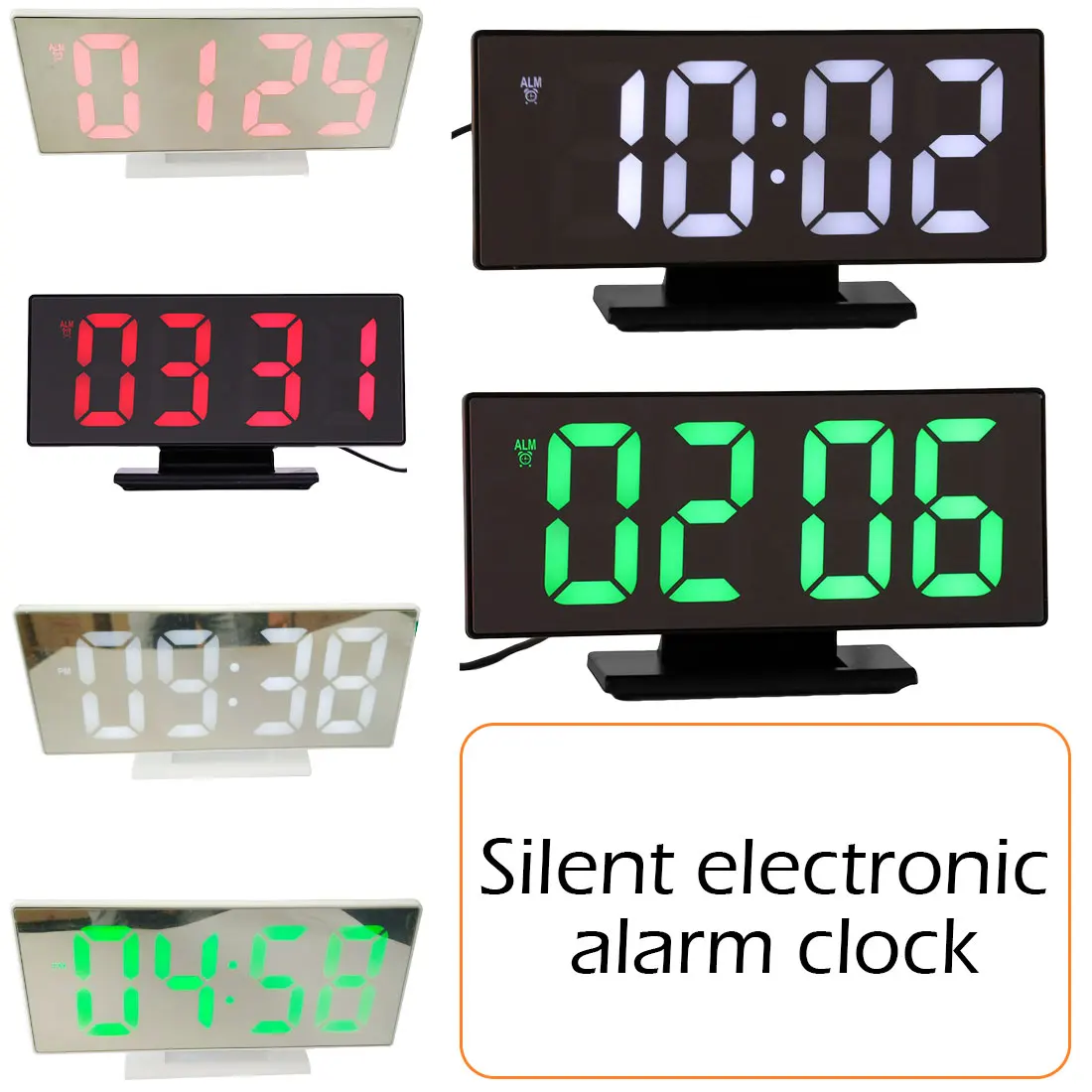 Многофункциональный цифровой Настольный будильник, светодиодный, зеркальные часы, Повтор времени, светодиодный, настольный, despertador wekker