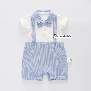 

Handsome Newborn Baby Boy Clothes 2019 New Summer Cotton Short Sleeve Fake Two Piece Gentleman Baby Romper 0-24 Months