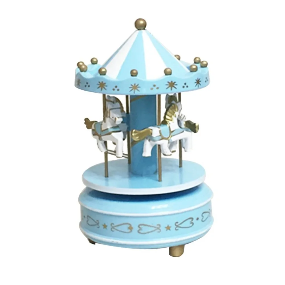 Merry-Go-Round caja de música de madera juguete niño bebé juego hogar Decoración carrusel caballo caja de música Navidad boda cumpleaños regalo