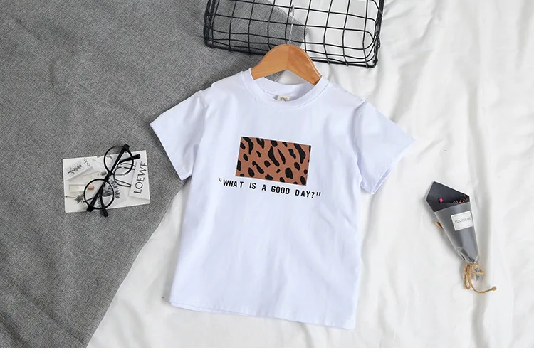 Fashion Children Clothing Set For Girls Clothes 2019 Summer Letter Tshirts Tops Leopard Chiffon Skirt 2Pcs Casual Kids Suit 3-9Y (17)