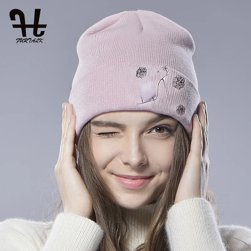 FURTALK Womens Grils Spring Wool Watch Cap Beanie Knit Hat Skull Cap