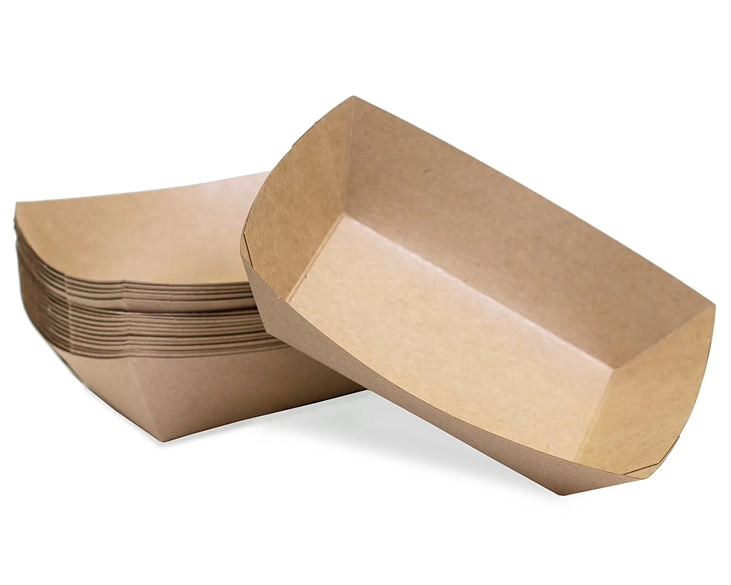 50PCS Disposable Plates Large (2 Lb.) Kraft Paper Food Tray 25 Ct