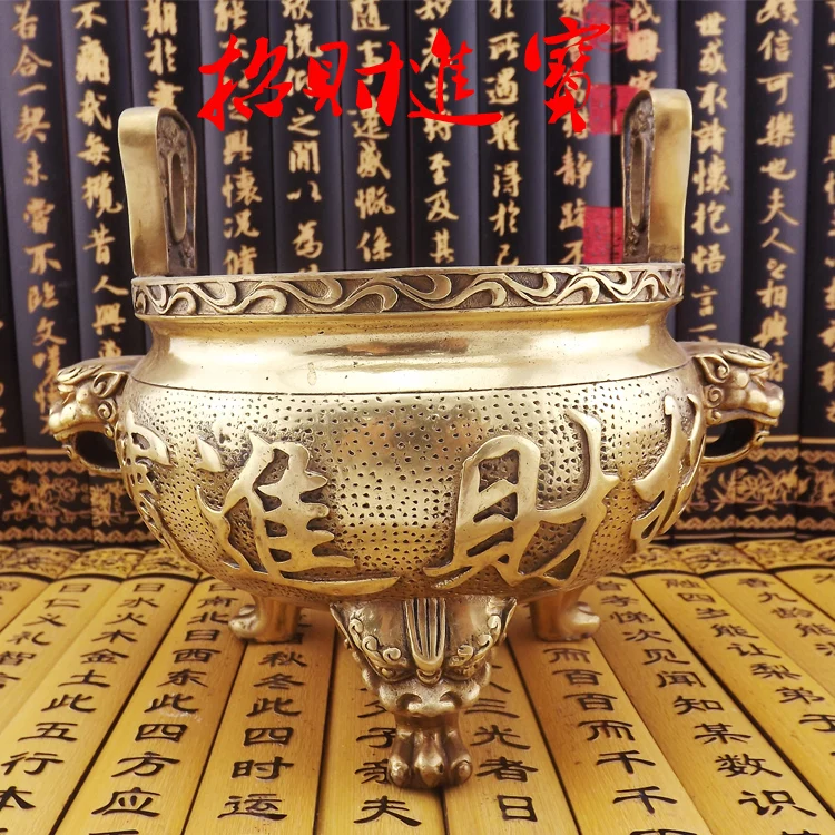 

Copper guan gong mammographies bodhisattva incense burner extra large three-legged binaural incense burner taoism supplies