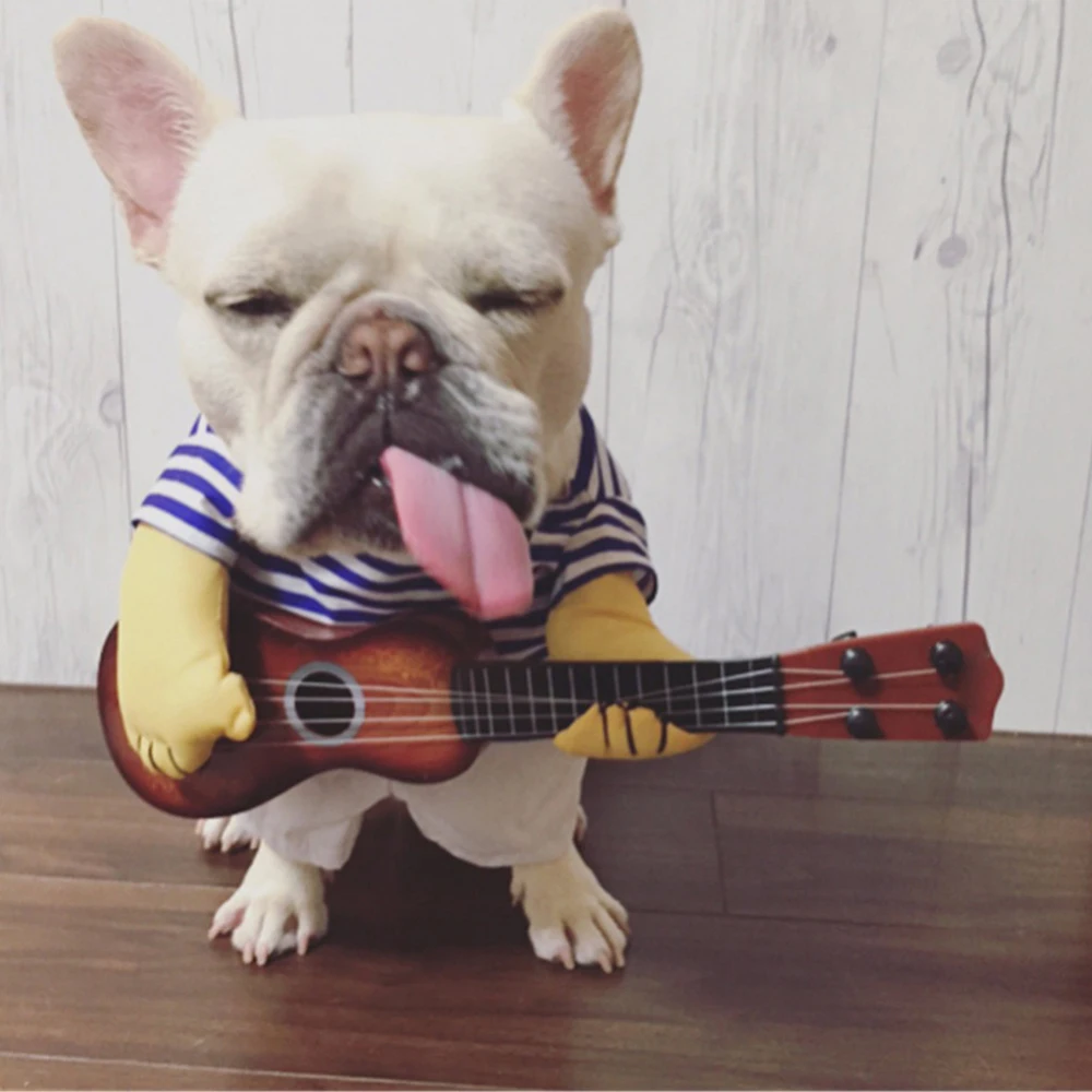 Забавный питомец гитара Рок-певец Косплей Костюм Собаки гитарист заправка Вечерние Нарядные платья для собак кошки подарок