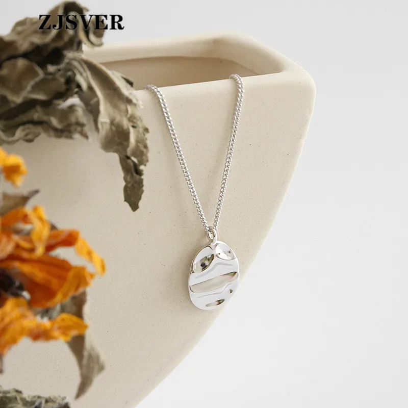 ZJSVER неровный жемчуг кулон минималистичный Золотой/Серебряный цепь 925 стерлингового серебра женское ожерелье для ювелирных изделий подарок