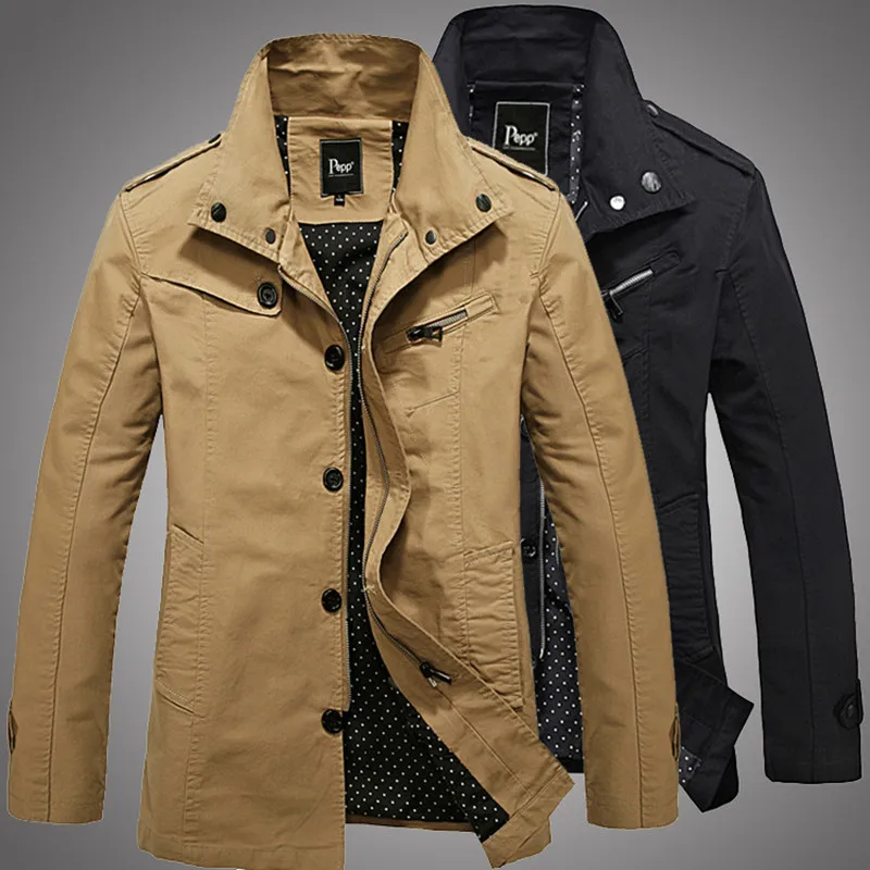 

2016 Spring and Autumn new men,Cotton fashion men's jackets and long sections, thin casual men's jacket, khaki black jacket men
