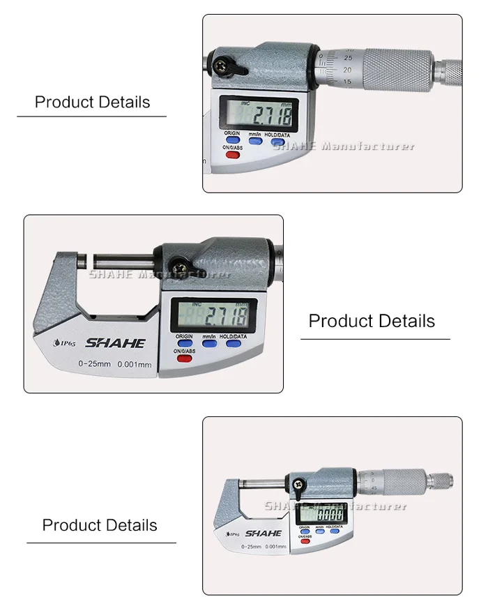 SHAHE IP65 цифровой микрометр 0,001 мм электронный цифровой наружный микрометр 0-25 мм