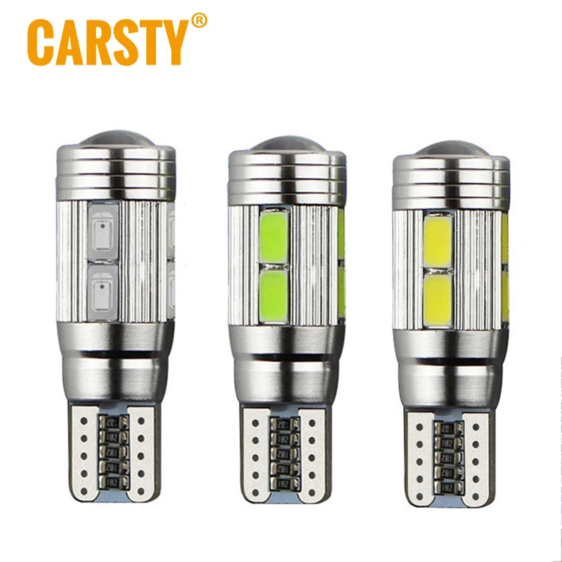 Carsty New Arrivals 2Pcs 194 T10 LED W5W Bulbs 12V White Canbus Lights 5630 10 SMD for Car Wedge Parking Light Lamps Styling | Автомобили