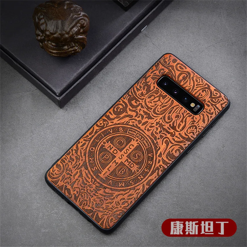 New Phone Case for Samsung s10 Samsung s10 plus Wood Back TPU Bumper Case For Samsung Galaxy s10 Phone Cover (9)