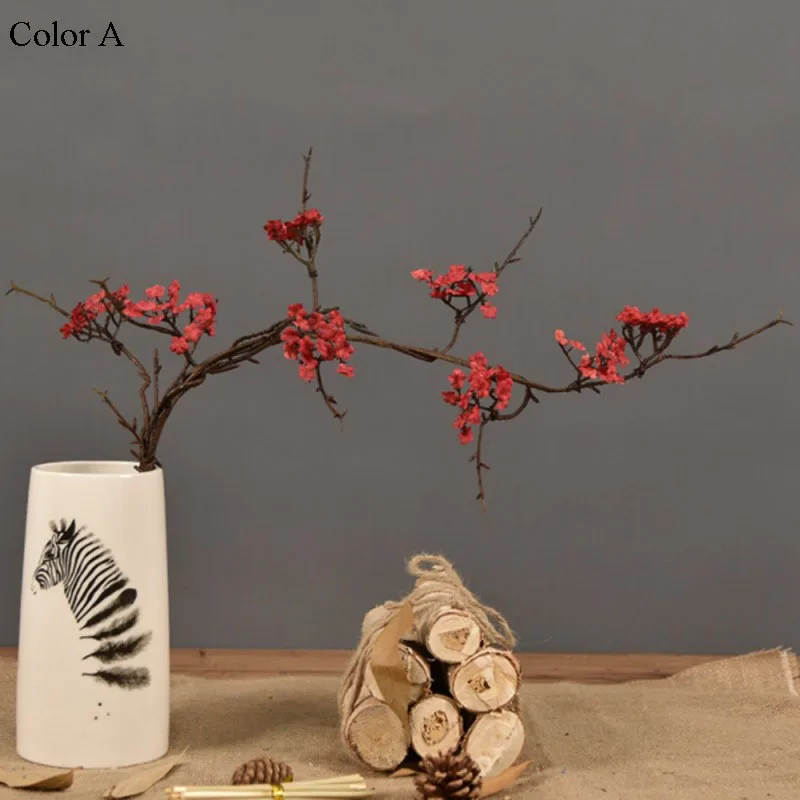 Цветы вишни ветка дерева искусственные шелковые цветы Сакура ротанг Кудо для осени украшение дома декор стола поддельные цветы - Цвет: A