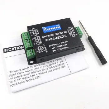 

PX24506 DMX Decoder Driver RGB Amplifier Control Controller For LED Light 12-24V